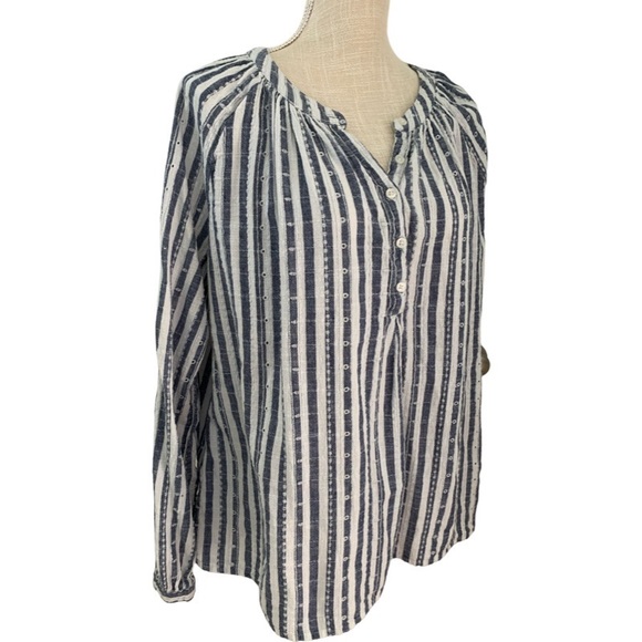 Navy and white strip peasant shirt Size 20, XXL - Picture 2 of 6